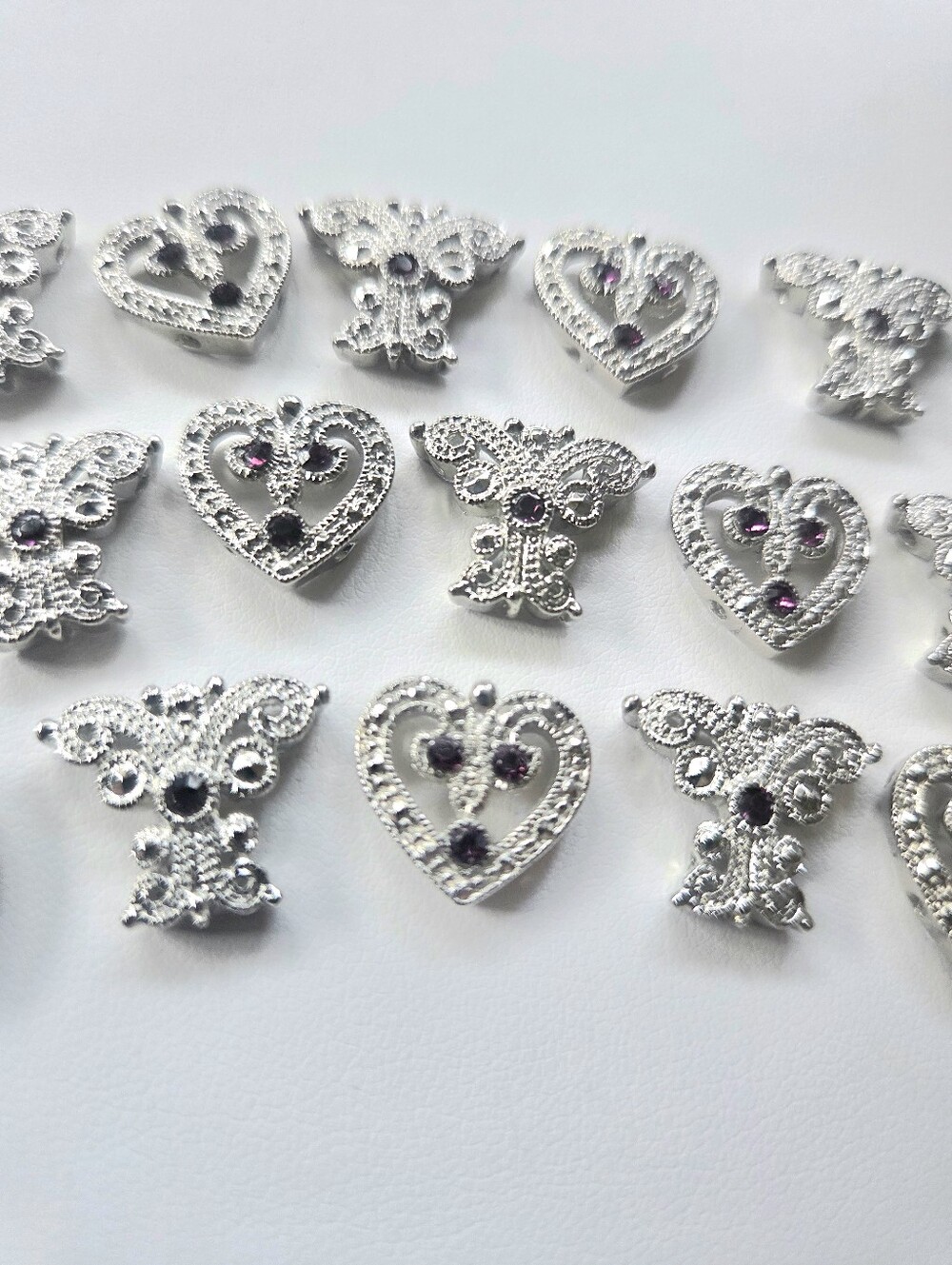 Purple Rhinestone Slide Charms 16pcs